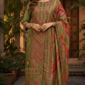 skd green color fabric chanderi silk