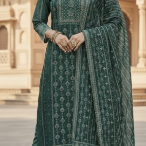 SKD Emerald Color Fabric Chanderi Silk